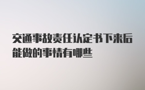 交通事故责任认定书下来后能做的事情有哪些