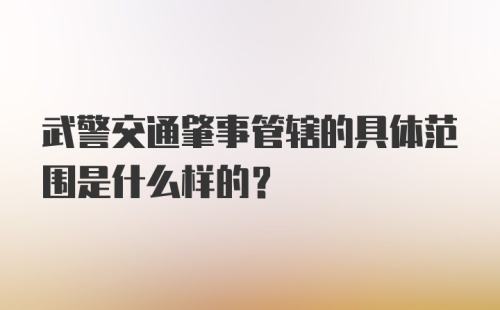 武警交通肇事管辖的具体范围是什么样的？