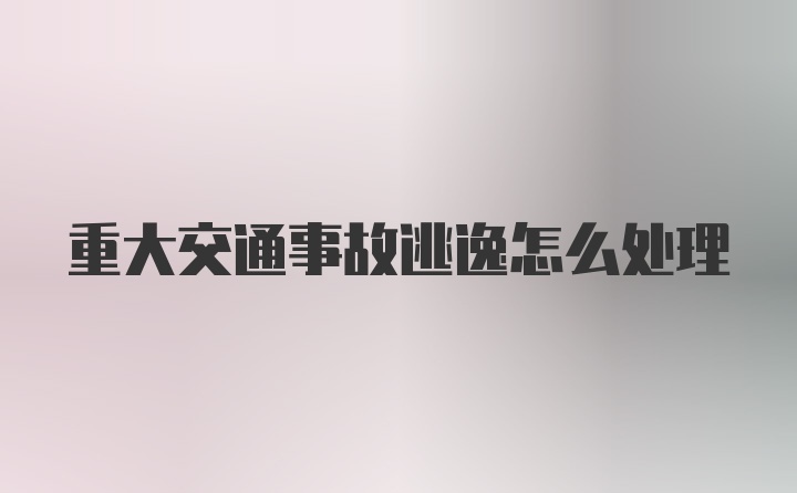 重大交通事故逃逸怎么处理