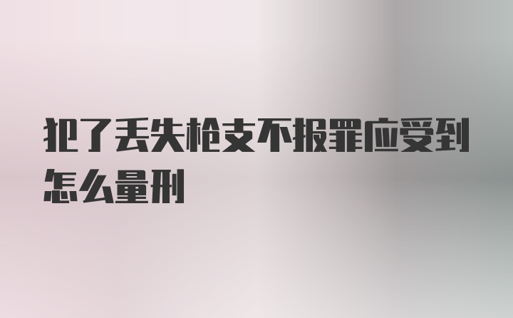 犯了丢失枪支不报罪应受到怎么量刑