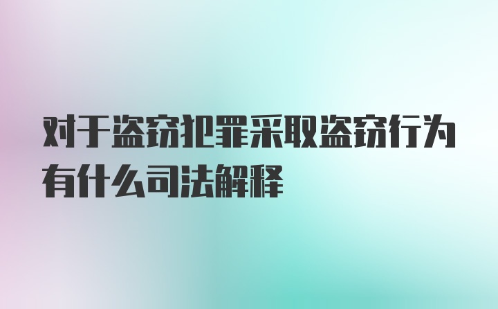 对于盗窃犯罪采取盗窃行为有什么司法解释