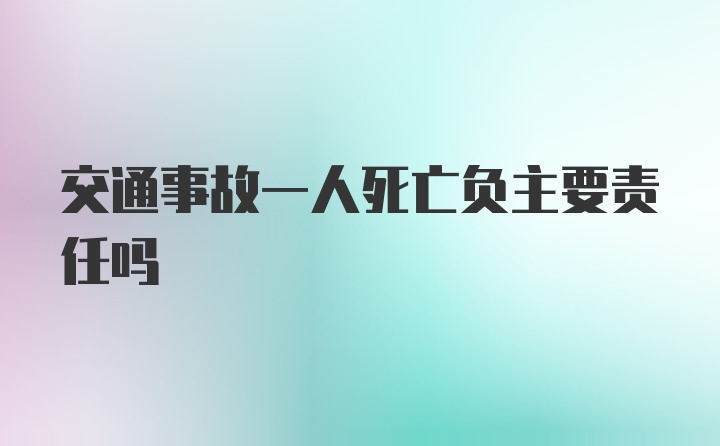 交通事故一人死亡负主要责任吗