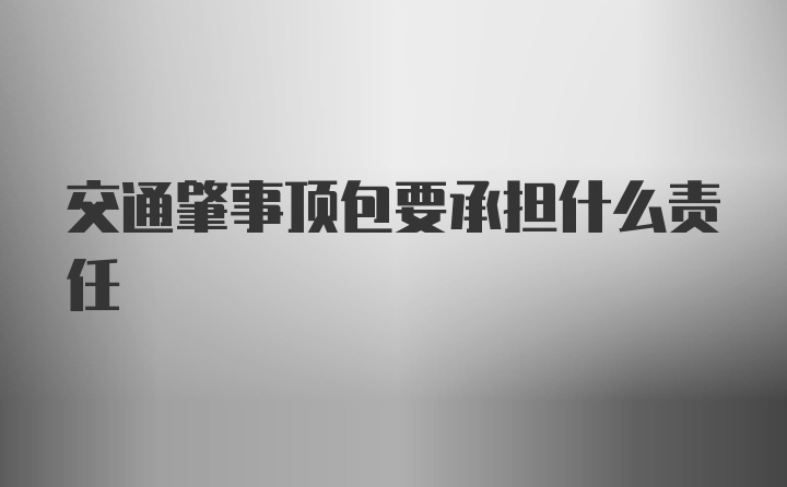 交通肇事顶包要承担什么责任