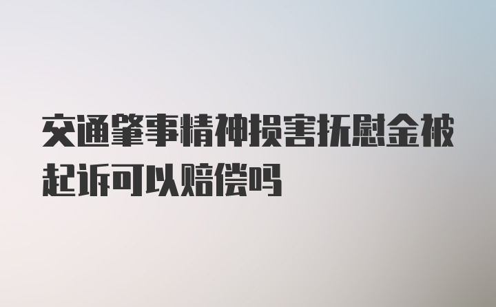 交通肇事精神损害抚慰金被起诉可以赔偿吗