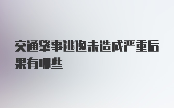 交通肇事逃逸未造成严重后果有哪些