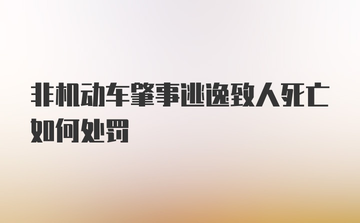 非机动车肇事逃逸致人死亡如何处罚