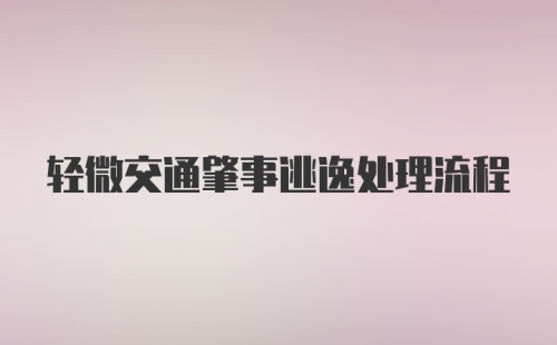 轻微交通肇事逃逸处理流程