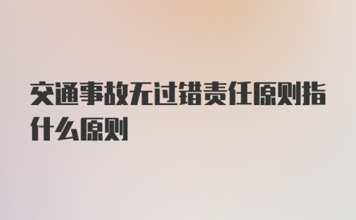 交通事故无过错责任原则指什么原则