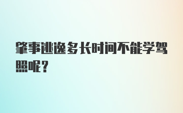 肇事逃逸多长时间不能学驾照呢？