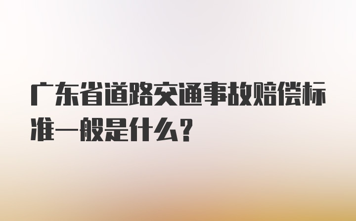 广东省道路交通事故赔偿标准一般是什么？