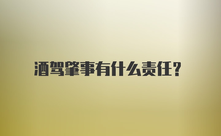 酒驾肇事有什么责任？