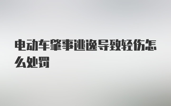 电动车肇事逃逸导致轻伤怎么处罚