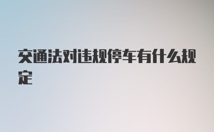 交通法对违规停车有什么规定