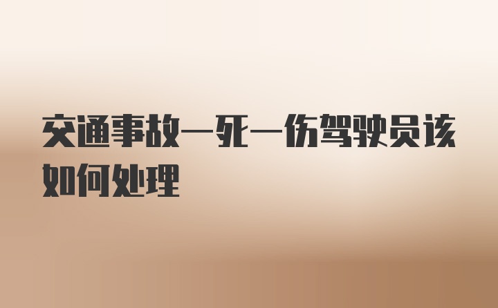 交通事故一死一伤驾驶员该如何处理