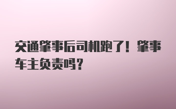 交通肇事后司机跑了！肇事车主负责吗？