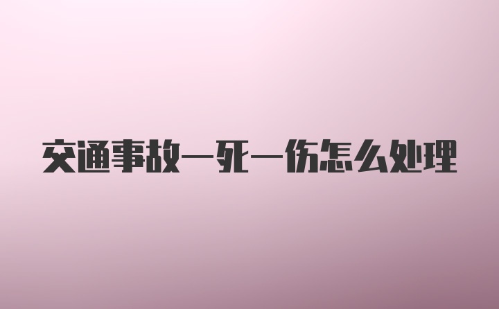 交通事故一死一伤怎么处理