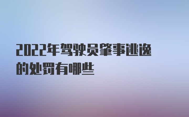 2022年驾驶员肇事逃逸的处罚有哪些