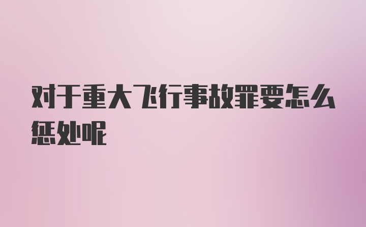 对于重大飞行事故罪要怎么惩处呢