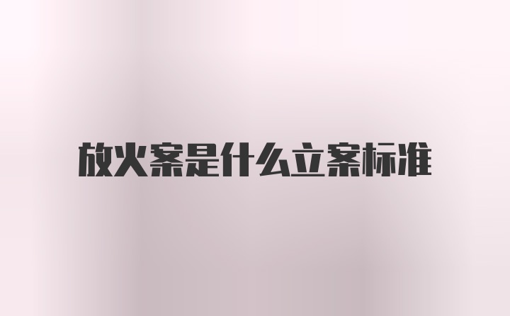 放火案是什么立案标准