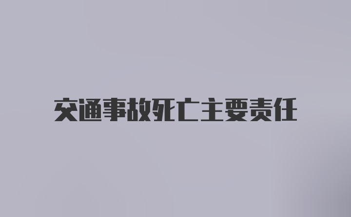 交通事故死亡主要责任