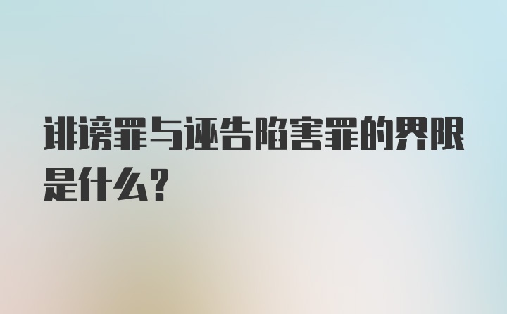 诽谤罪与诬告陷害罪的界限是什么？