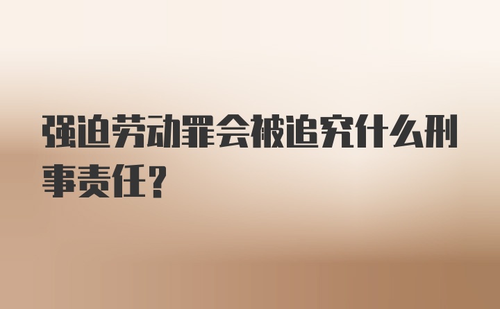 强迫劳动罪会被追究什么刑事责任？