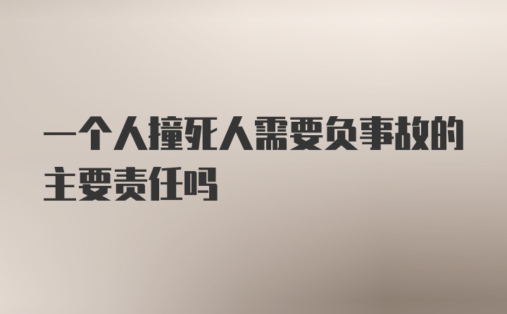 一个人撞死人需要负事故的主要责任吗