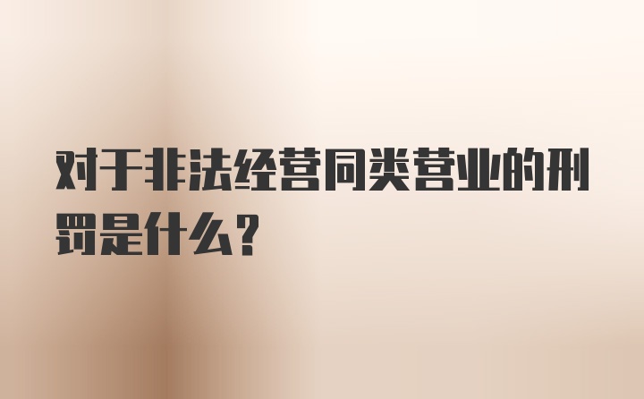 对于非法经营同类营业的刑罚是什么？