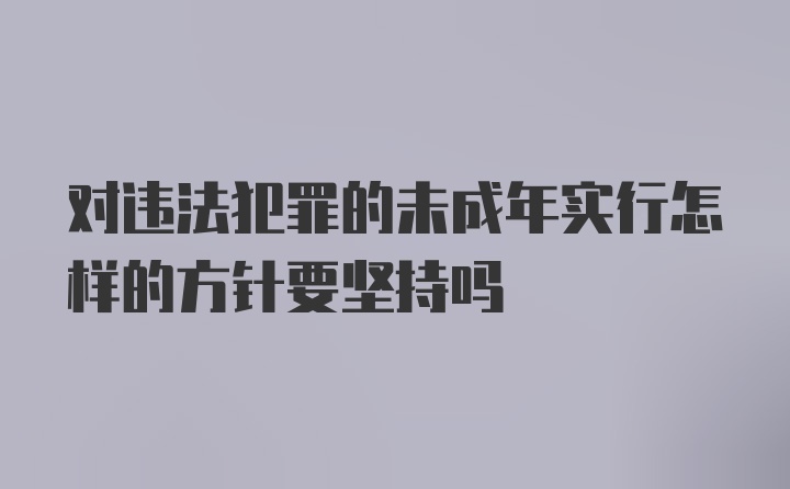 对违法犯罪的未成年实行怎样的方针要坚持吗