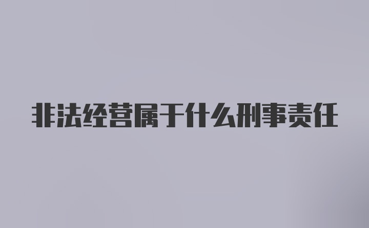 非法经营属于什么刑事责任