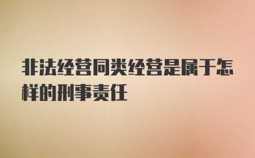 非法经营同类经营是属于怎样的刑事责任