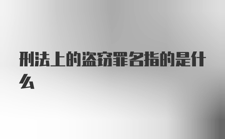 刑法上的盗窃罪名指的是什么