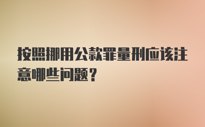 按照挪用公款罪量刑应该注意哪些问题？