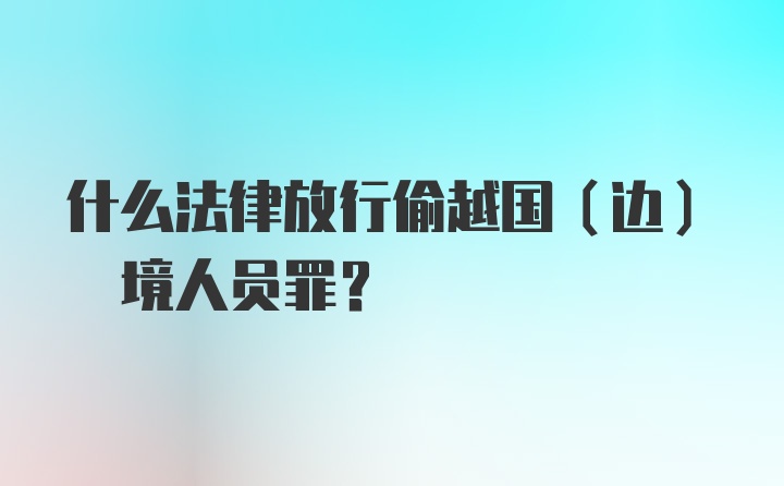 什么法律放行偷越国(边) 境人员罪?