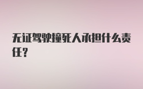 无证驾驶撞死人承担什么责任？