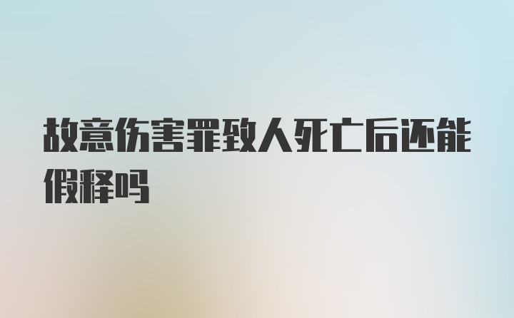 故意伤害罪致人死亡后还能假释吗