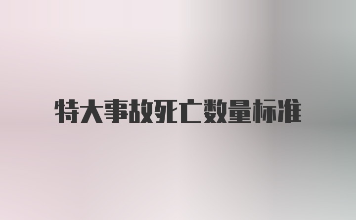 特大事故死亡数量标准