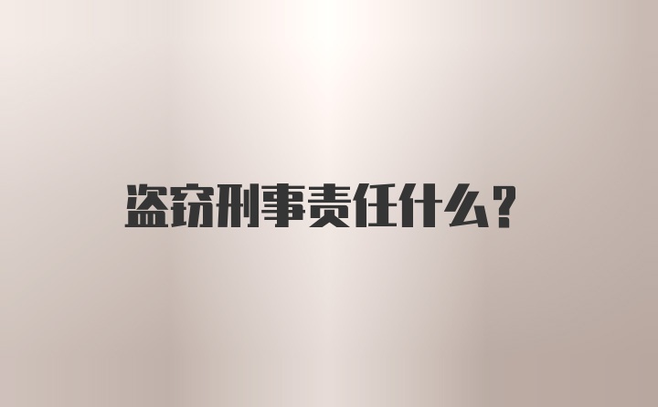 盗窃刑事责任什么？