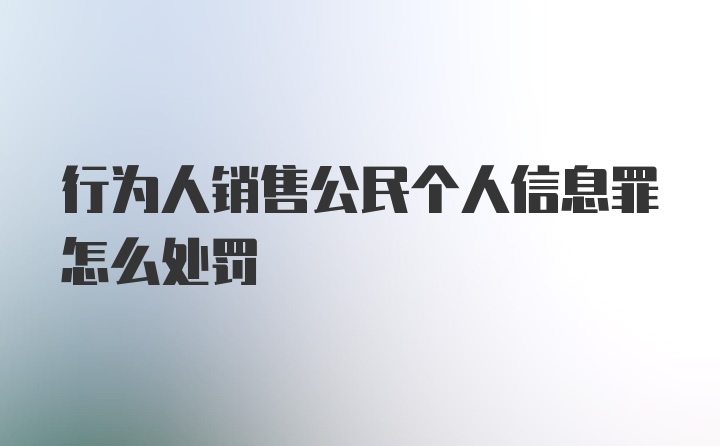 行为人销售公民个人信息罪怎么处罚