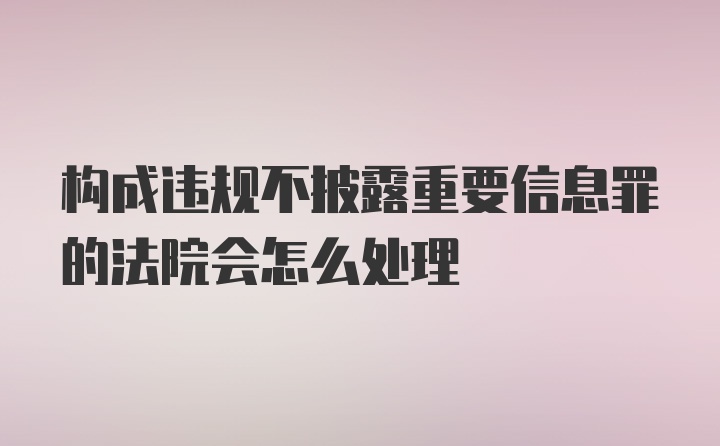 构成违规不披露重要信息罪的法院会怎么处理