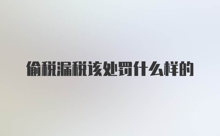 偷税漏税该处罚什么样的