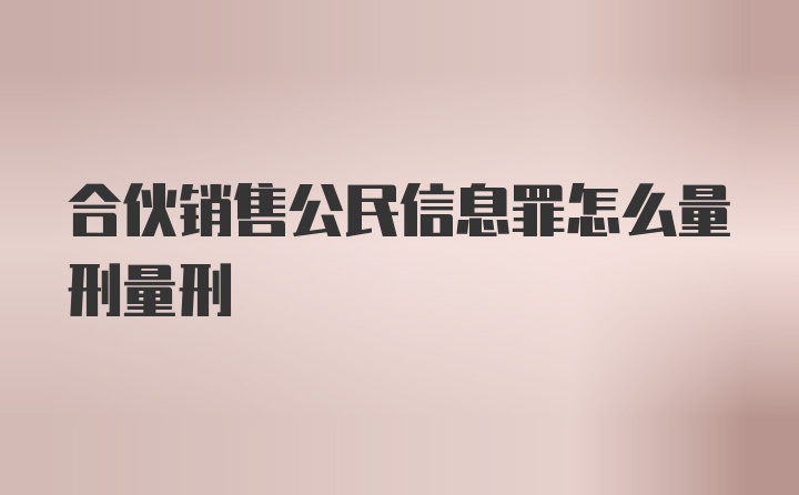 合伙销售公民信息罪怎么量刑量刑