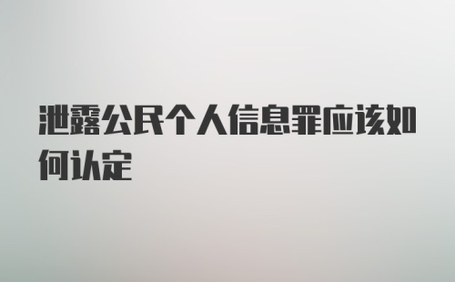 泄露公民个人信息罪应该如何认定