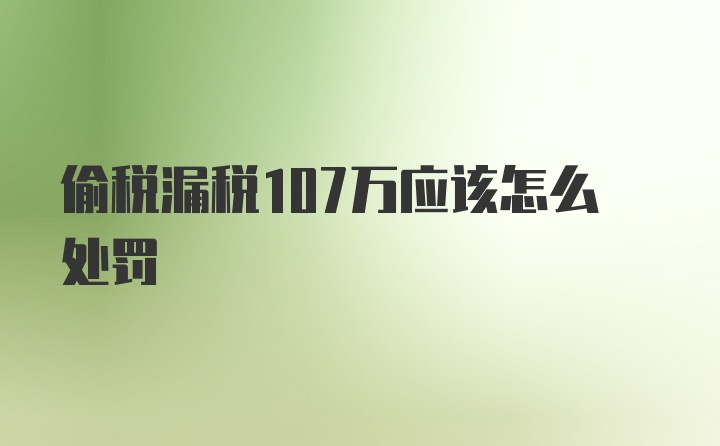 偷税漏税107万应该怎么处罚