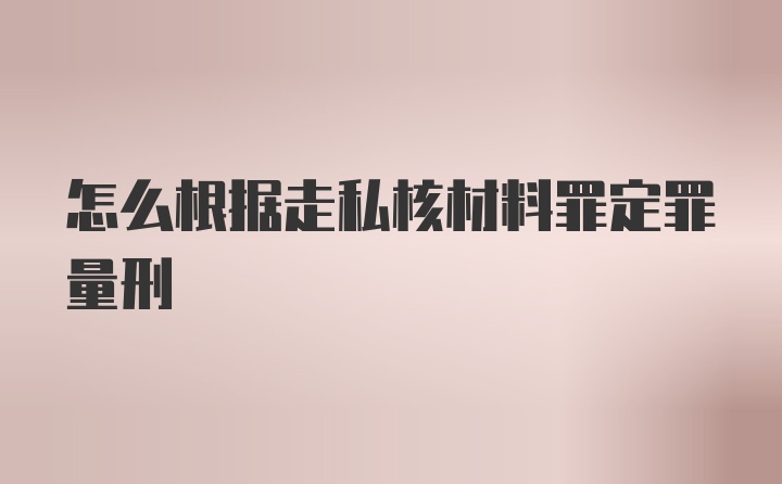 怎么根据走私核材料罪定罪量刑