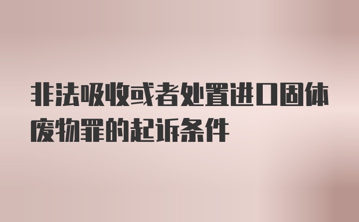 非法吸收或者处置进口固体废物罪的起诉条件