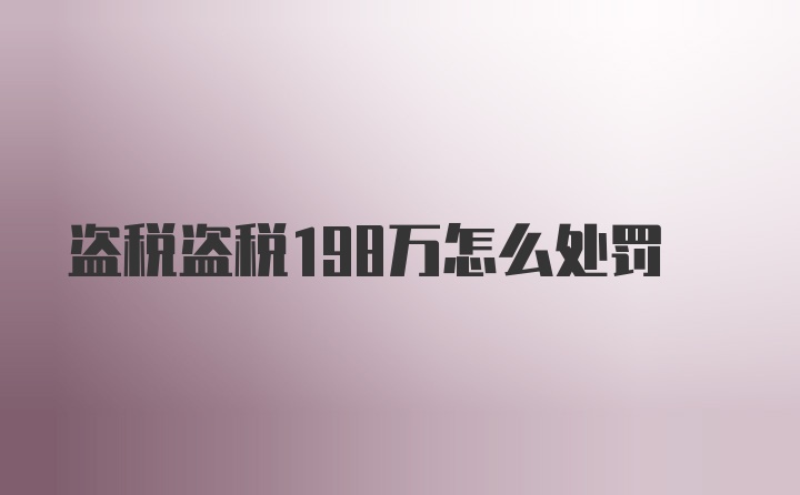 盗税盗税198万怎么处罚