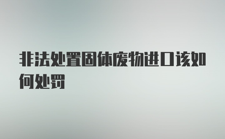 非法处置固体废物进口该如何处罚