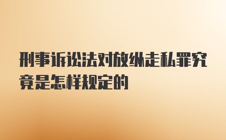 刑事诉讼法对放纵走私罪究竟是怎样规定的