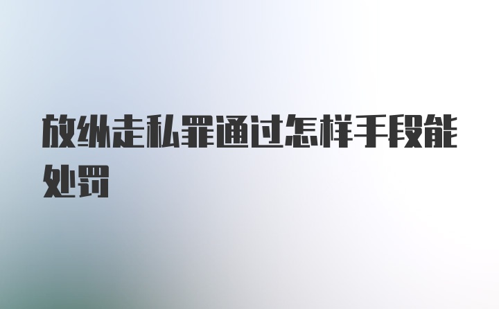 放纵走私罪通过怎样手段能处罚